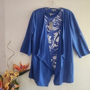 🆕️ Abito NWT 2 Piece Tropical Tank Top and Roll-Up Sleeves Cardigan Large Set